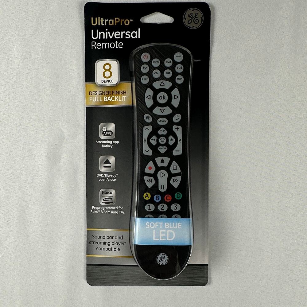 GE UltraPro Universal Remote 8-Device TV DVD SAT cable ROKU